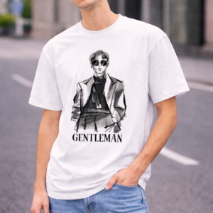 Gentleman Graphic Printed T-Shirt – Minimalist Street Style Tee for Men